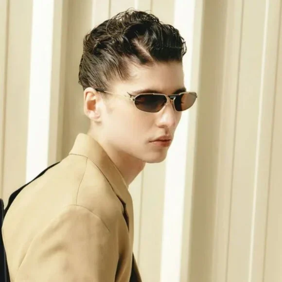 Balenciaga BB0245S 003 Geometric Sunglasses - Gold/Brown display picture 3